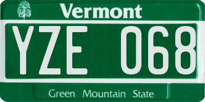 VT license plate YZE068