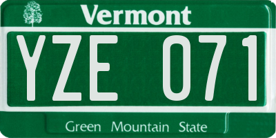 VT license plate YZE071