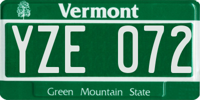 VT license plate YZE072