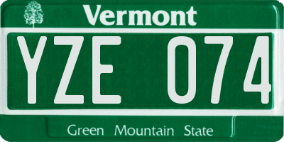 VT license plate YZE074