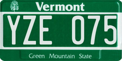 VT license plate YZE075