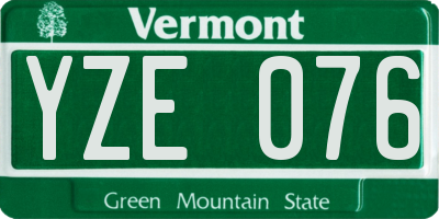 VT license plate YZE076