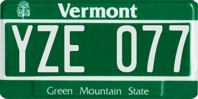 VT license plate YZE077