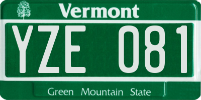 VT license plate YZE081