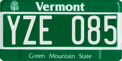 VT license plate YZE085
