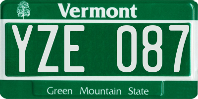 VT license plate YZE087