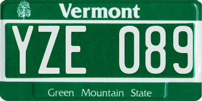 VT license plate YZE089