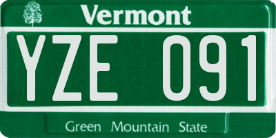 VT license plate YZE091