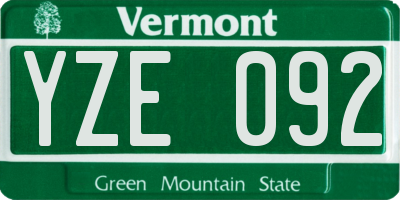 VT license plate YZE092
