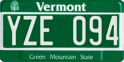 VT license plate YZE094