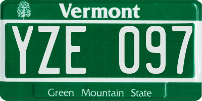 VT license plate YZE097