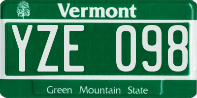 VT license plate YZE098