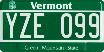 VT license plate YZE099