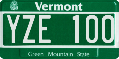 VT license plate YZE100