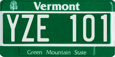VT license plate YZE101