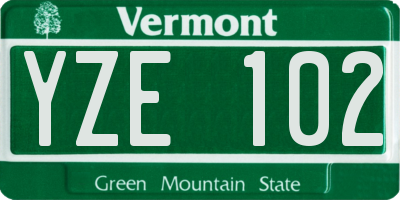 VT license plate YZE102