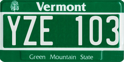 VT license plate YZE103