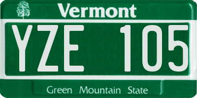 VT license plate YZE105