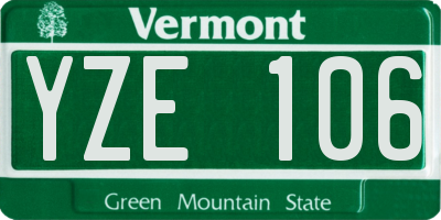 VT license plate YZE106