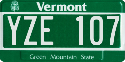 VT license plate YZE107