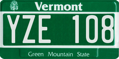 VT license plate YZE108