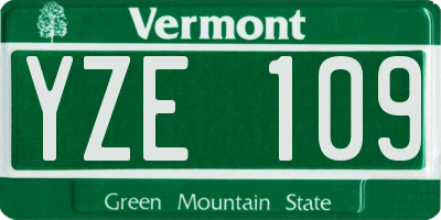 VT license plate YZE109