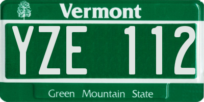 VT license plate YZE112