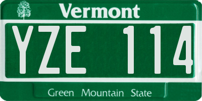 VT license plate YZE114