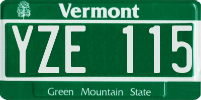 VT license plate YZE115