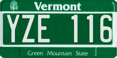 VT license plate YZE116