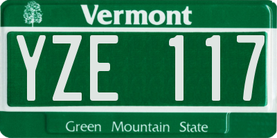 VT license plate YZE117