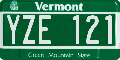 VT license plate YZE121