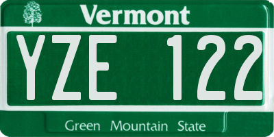 VT license plate YZE122