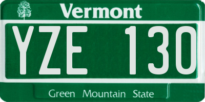 VT license plate YZE130