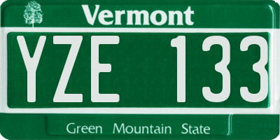 VT license plate YZE133