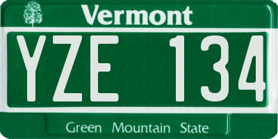 VT license plate YZE134