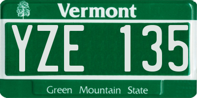 VT license plate YZE135