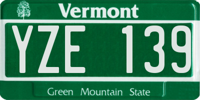 VT license plate YZE139