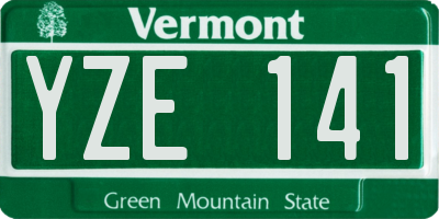 VT license plate YZE141