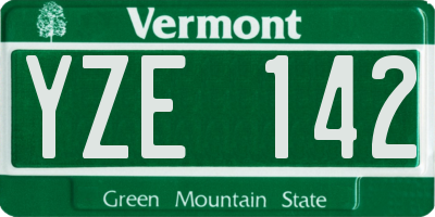 VT license plate YZE142