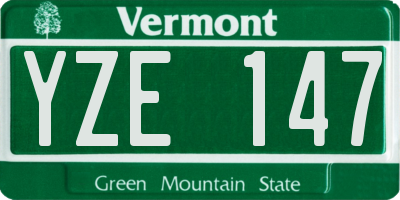 VT license plate YZE147