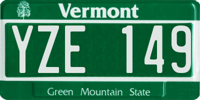 VT license plate YZE149