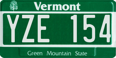 VT license plate YZE154