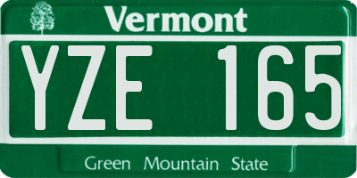 VT license plate YZE165