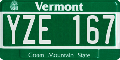 VT license plate YZE167