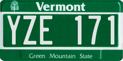 VT license plate YZE171