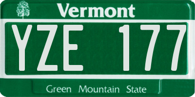 VT license plate YZE177
