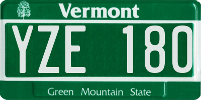 VT license plate YZE180
