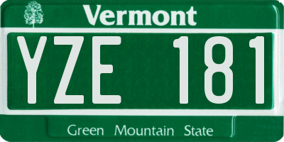 VT license plate YZE181