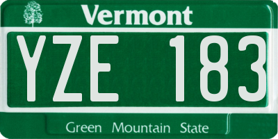 VT license plate YZE183